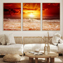 Red Sunset Ocean Beach Canvas Wall Art Beach Canvas, Coastal by MyGreatCanvas | Canvas Wall Art Prints | Photo Prints & Wall Decor