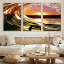 Golden Wave Sunset Triptych Canvas Art, Giclee Canvas Print by MyGreatCanvas | Canvas Wall Art Prints | Photo Prints & Wall Decor