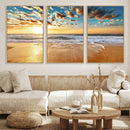 Golden Sunset Beach Print Canvas Wall Art, Giclee Canvas