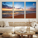 Serene Ocean Sunset Canvas Print, Golden Hour Beach Wall