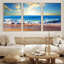 Tropical Beach Sunset Canvas Art, Ocean Waves and Sandy