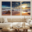 Golden Hour Beach Sunset Canvas Triptych, Ocean Waves and by MyGreatCanvas | Canvas Wall Art Prints | Photo Prints & Wall Decor
