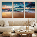 Sunset on Beach Wall Art Ocean Beach Canvas Print