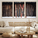 Vintage Ski Gear Canvas Print, Vintage Ski Gear Against