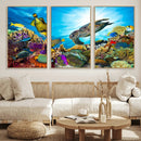 Aquatic Life Sea Turtles Fish Wall Art Canvas Print
