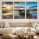 Small Boat At The Beach Sunset Wall Art, Boat Sunset Wall