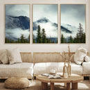 Mountain Mist Canvas Wall Art Print | 3-Panel Foggy Forest