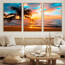 Palm Tree Sunset On The Beach Wall Art Canvas, Framed Palm by MyGreatCanvas | Canvas Wall Art Prints | Photo Prints & Wall Decor