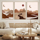 Boho Wall Art Canvas Print Set Mid-Century Prints Bohemian