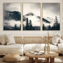 Forest Mountain Print - Black and White Canvas Wall Art with