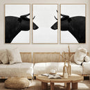 Spanish Bull Art - Framed Black and White Bull Canvas Print