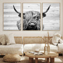 Scottish Highland Cow Cattle Art Print on Wood Background by MyGreatCanvas | Canvas Wall Art Prints | Photo Prints & Wall Decor