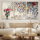 Banksy Art Butterfly Girl Explosion Canvas Art – Vibrant