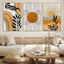 Modern Boho Sun and Leaf Abstract Art – 3-Panel Giclée by MyGreatCanvas | Canvas Wall Art Prints | Photo Prints & Wall Decor