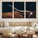 Texas Longhorn Bull Wall Art Canvas Print - Large Framed
