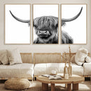 Grayscale Scottish Highland Cow Cattle Art Print Farmhouse by MyGreatCanvas | Canvas Wall Art Prints | Photo Prints & Wall Decor