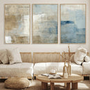 Abstract Blue and Beige Wall Art, Modern Minimalist Canvas