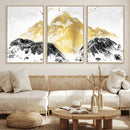 Golden Mountain Triptych Wall Art Canvas Print, Modern