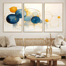 Geometric Blue Orange Abstract Wall Art Canvas, Geometric