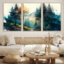 Watercolor Trees Forest Abstract Wall Art Canvas Print,