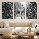 Winter Ski Lift Black and White Canvas Wall Art – Alpine