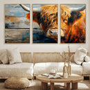 Highland Cow Abstract Canvas Wall Art – Bold Farmhouse