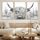Rustic Charm | Cow Longhorn Black White Bighorn Wall Art