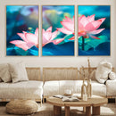 Pink Lotus Flower Canvas Wall Art | Vibrant Floral Wall