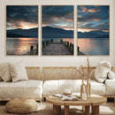 Mountain Lake Wood Pier Canvas Wall Art Nature Lake Print