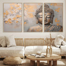 Abstract Buddha Statue Wall Art Canvas Print - Modern