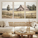 Rustic Farmhouse Barn Wall Art | 3-Panel Framed Gallery Wrap