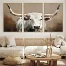 White Longhorn Bull Wall Art Canvas Print – Framed and Ready by MyGreatCanvas | Canvas Wall Art Prints | Photo Prints & Wall Decor