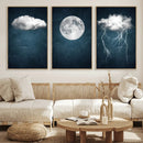 3 Piece Indigo Cloud Wall Art, Thunderstorm Moon Cloud by MyGreatCanvas | Canvas Wall Art Prints | Photo Prints & Wall Decor