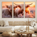 Highland Cows at Sunrise Wall Art Canvas Set – Serene and by MyGreatCanvas | Canvas Wall Art Prints | Photo Prints & Wall Decor
