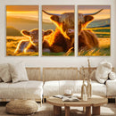 Scottish Cow and Baby Cow Canvas Wall Art Animal Print