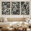 Modern Botanical Wall Art - Floral Black and White Canvas