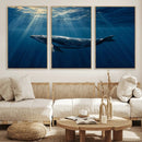Whale under Ocean Wall Art Canvas Print
