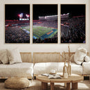 Ben Hill Griffin Stadium Night Game Triple Canvas Wall Art -