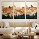 Rustic Wood Mountain Wall Art Print | Triptych Giclee Print