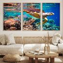 Sea Turtle Wall Art Canvas Print – Vibrant Ocean Coral Reef