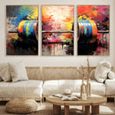 Weightlifting Barbell Art Triptych, Bold Abstract Fitness