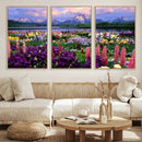 Vibrant Wildflower Garden and Mountain View Giclee Canvas