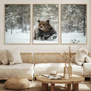 Grizzly Bear Wall Art – Framed Snowy Forest Canvas Artwork, by MyGreatCanvas | Canvas Wall Art Prints | Photo Prints & Wall Decor