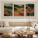 Yayoi Kusama Landscape Canvas Print, Vibrant Floral Mountain