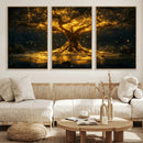 Golden Tree of Life Canvas Wall Art Print - Majestic Glowing
