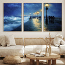 Abstract Stormy Ocean Pier Canvas Wall Art Print | Stormy