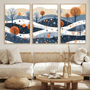 Abstract Winter Landscape Canvas Wall Art Print -  Large