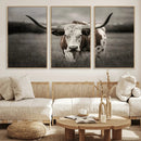 Texas Longhorn Cow Canvas Wall Art Print - Large Rustic