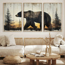 Vintage Bear Wall Art Canvas Print for Farmhouse - Mountain