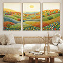 YAYOI KUSAMA Colorful Dot Art Landscape Canvas - Framed